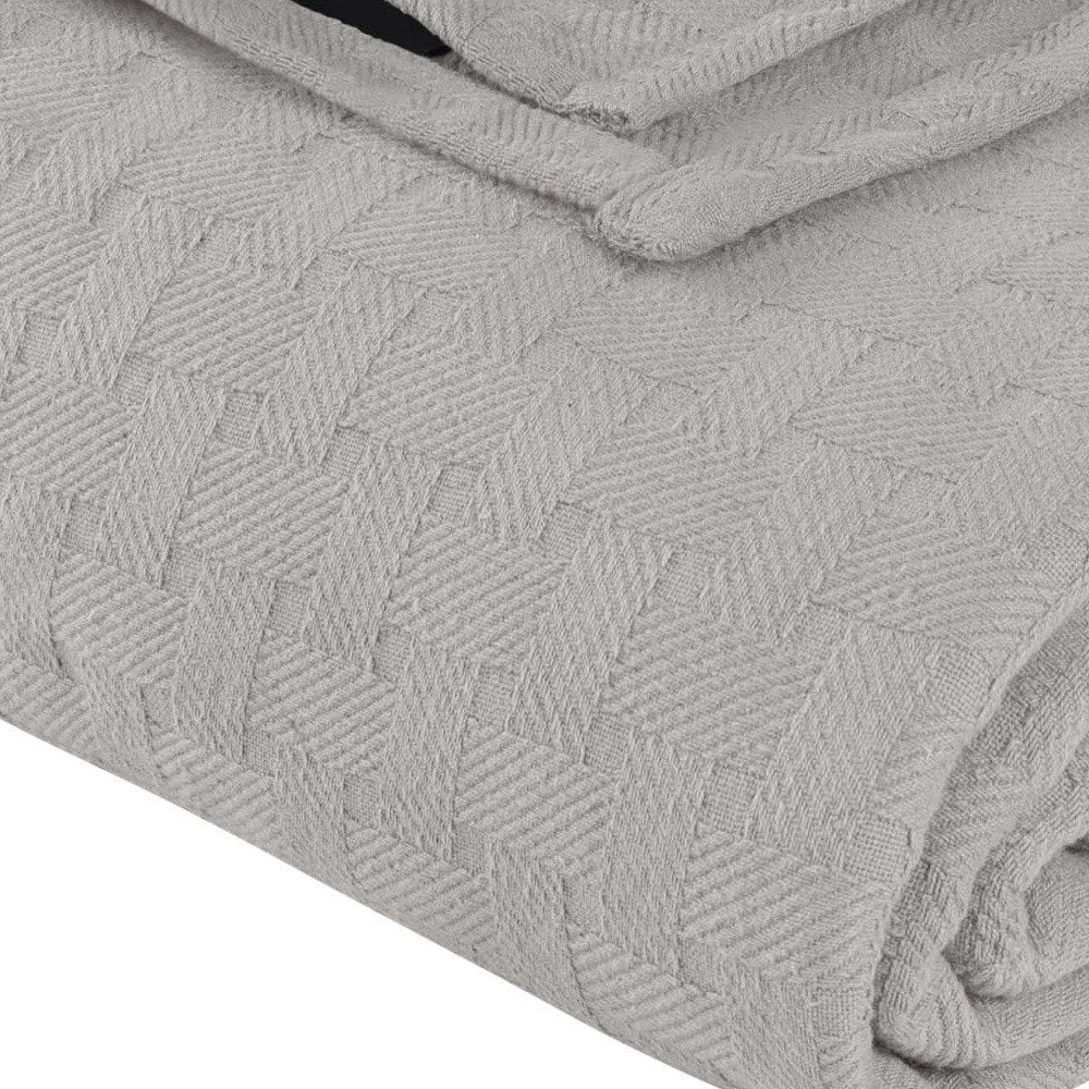 King Silver Cotton Cable Knit Blanket