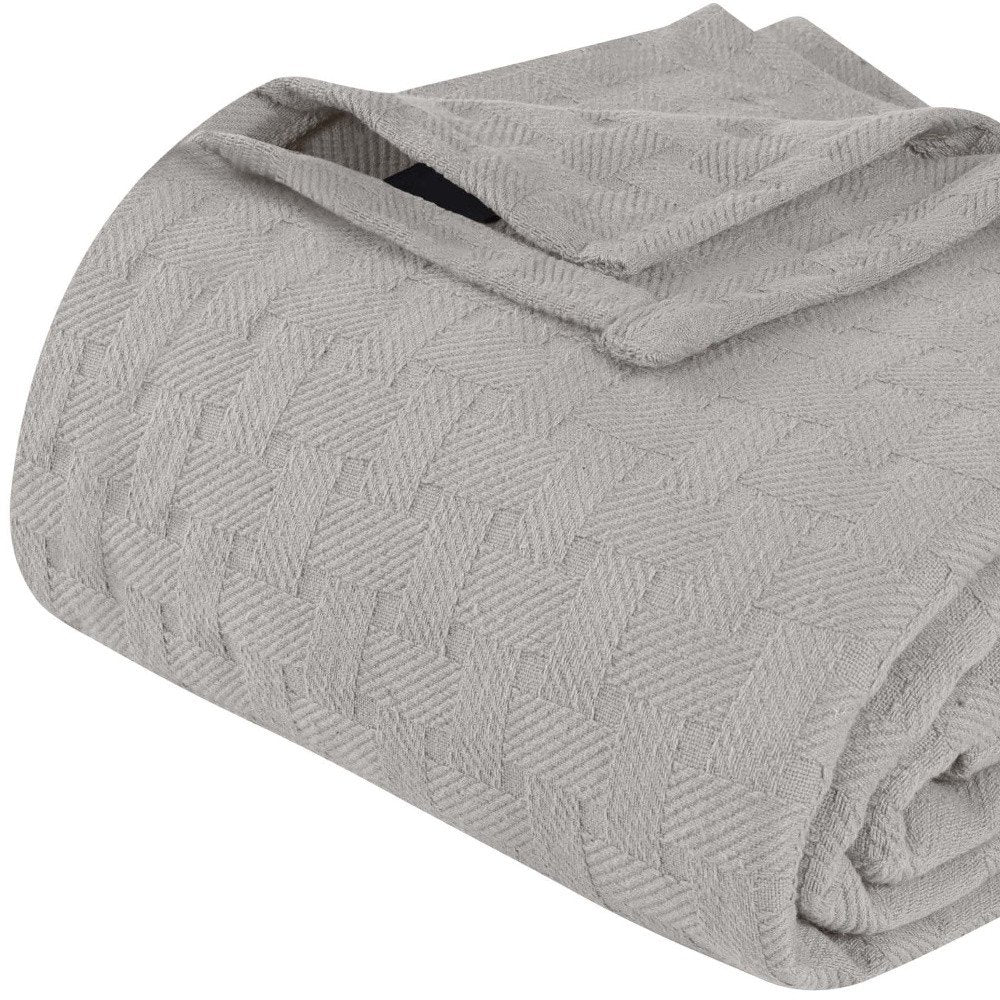 King Silver Cotton Cable Knit Blanket