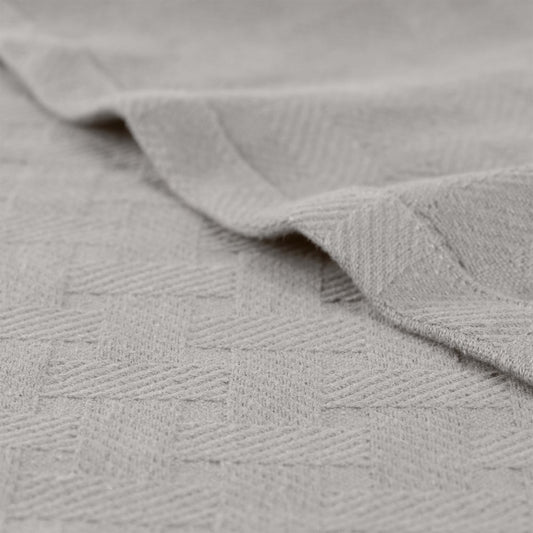 King Silver Cotton Cable Knit Blanket