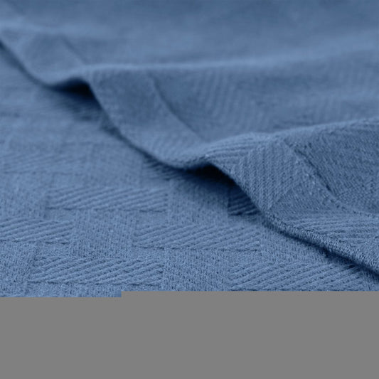 9" X 9" Denim Blue Geometric Cotton Basketweave Throw Blanket