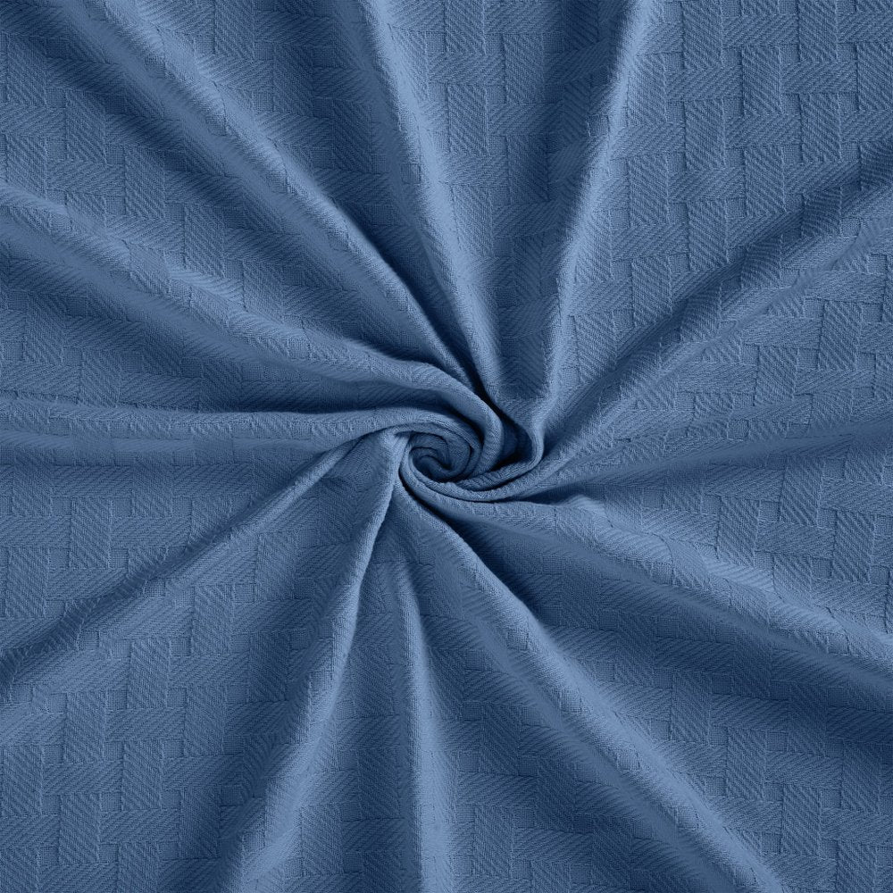 9" X 9" Denim Blue Geometric Cotton Basketweave Throw Blanket