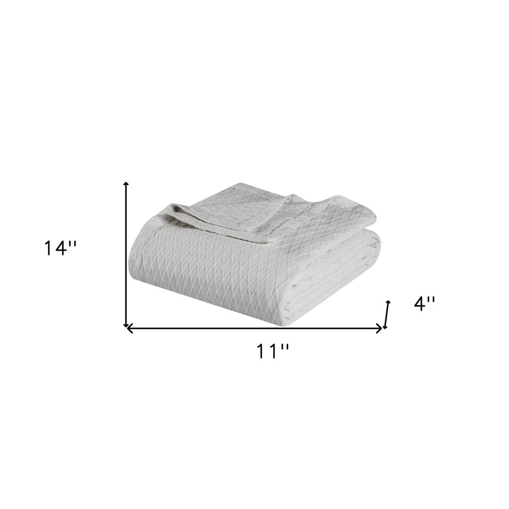 Queen Platinum Cotton Cable Knit Blanket