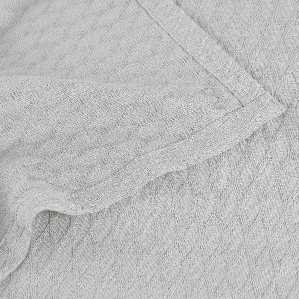 Queen Platinum Cotton Cable Knit Blanket