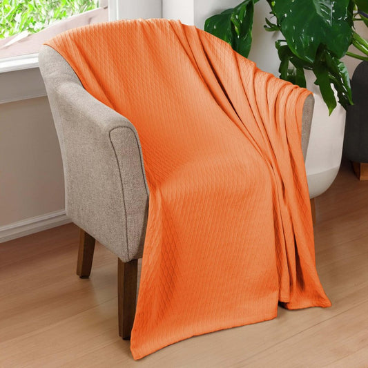 King Burnt Orange Cotton Woven Geometric Blanket