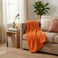 King Burnt Orange Cotton Woven Geometric Blanket