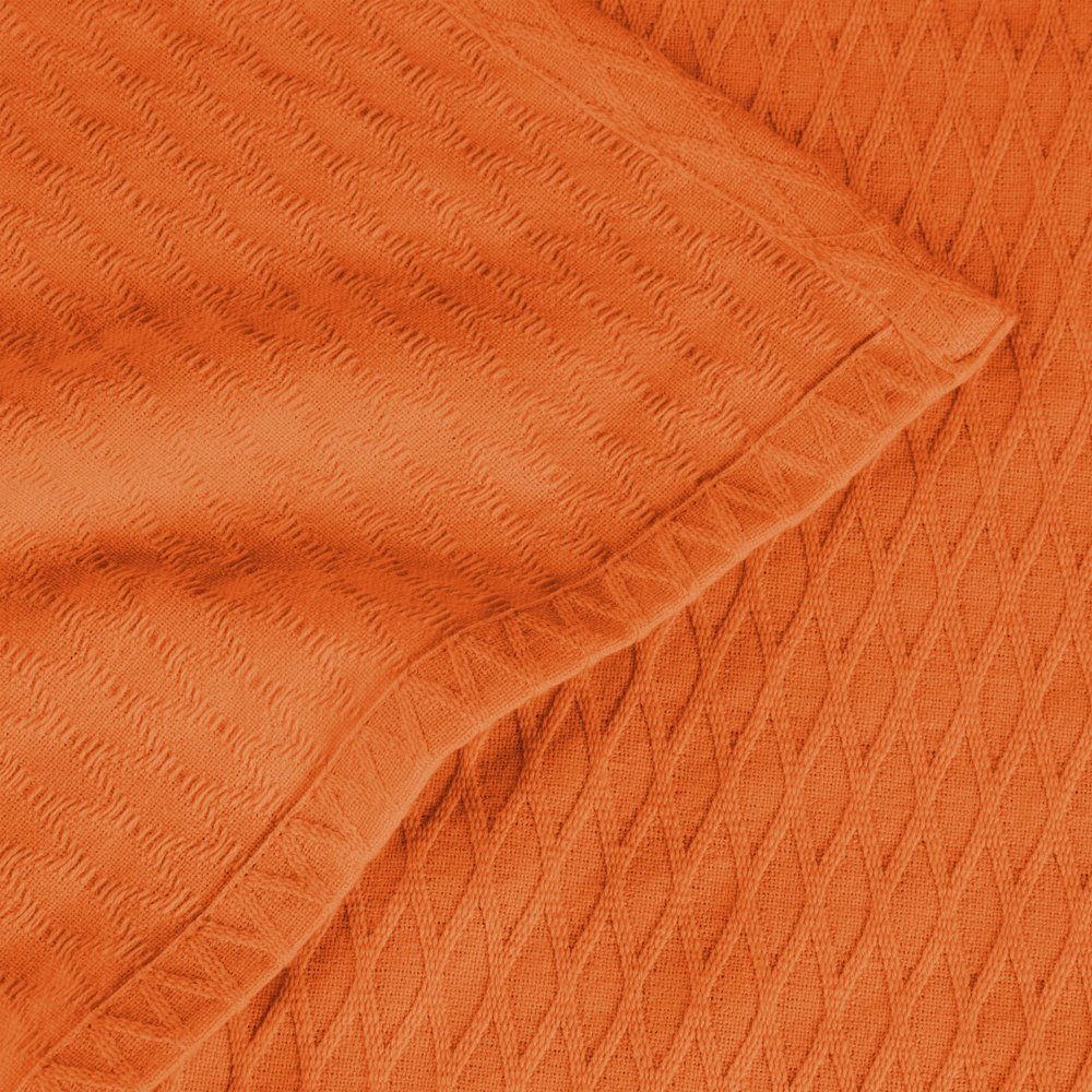 King Burnt Orange Cotton Woven Geometric Blanket