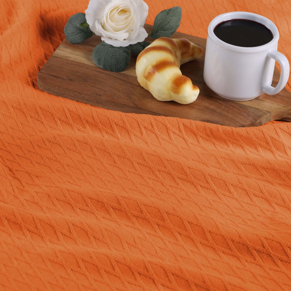 King Burnt Orange Cotton Woven Geometric Blanket