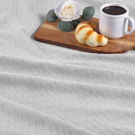 Twin Platinum Cotton Cable Knit Blanket