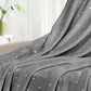 Queen Gray And Silver Fleece Woven Polka Dots Plush Blanket