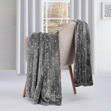 Queen Gray And Silver Fleece Woven Polka Dots Plush Blanket
