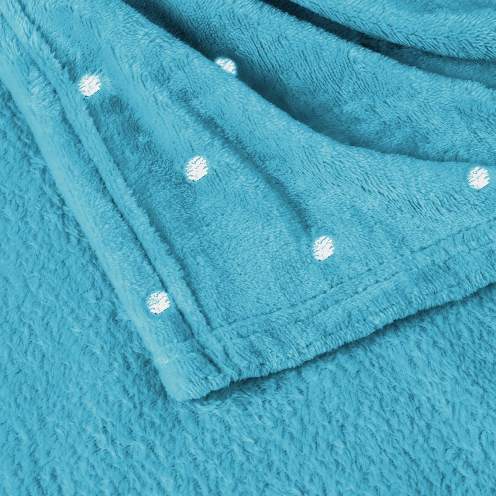 50" X 60" Light Blue And Silver Fleece Woven Polka Dots Plush Throw Blanket