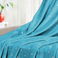 50" X 60" Light Blue And Silver Fleece Woven Polka Dots Plush Throw Blanket
