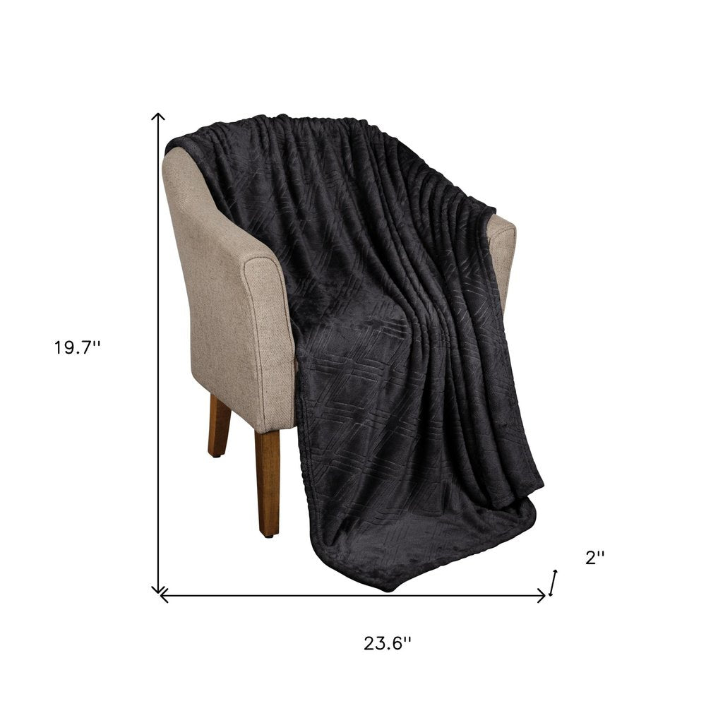King Black Flannel Geometric Plush Blanket