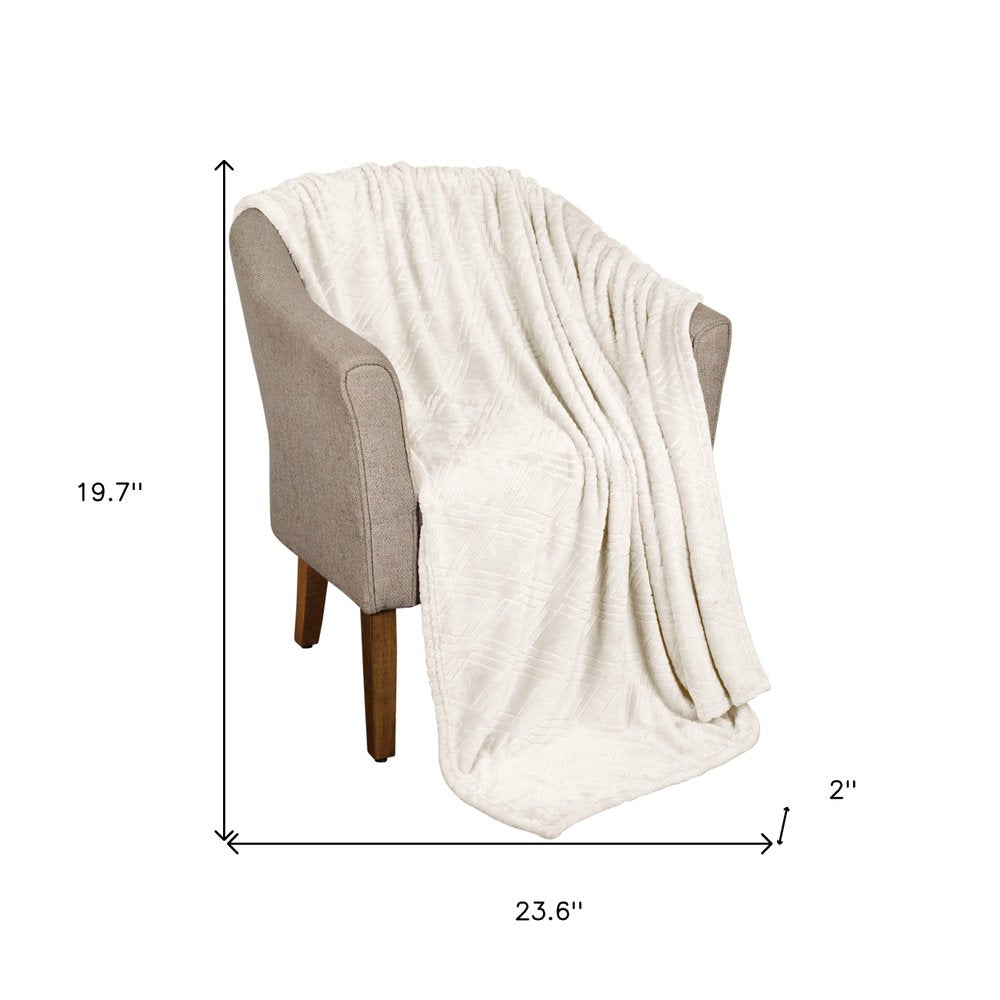 King Ivory Geometric Flannel Woven Plush Blanket