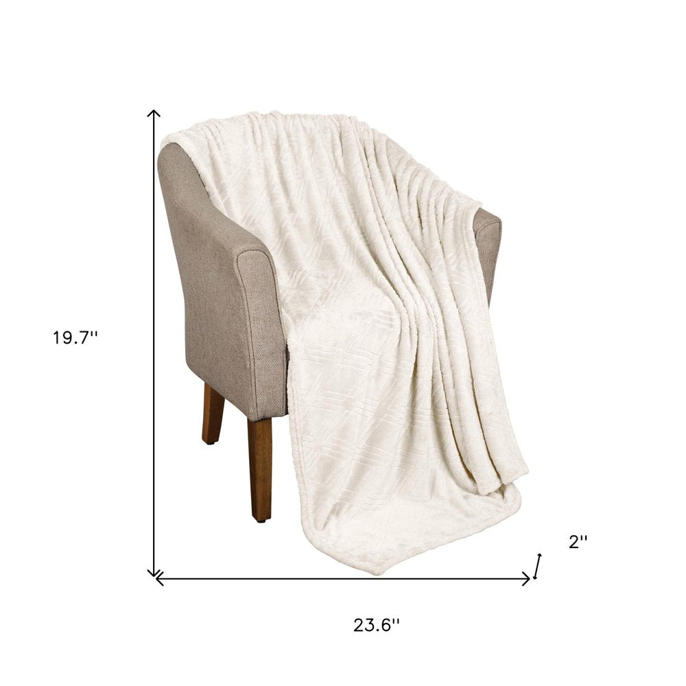 King Ivory Flannel Geometric Plush Blanket