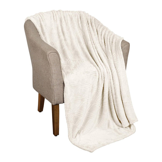 King Ivory Flannel Geometric Plush Blanket