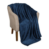 King Navy Blue Flannel Geometric Plush Blanket