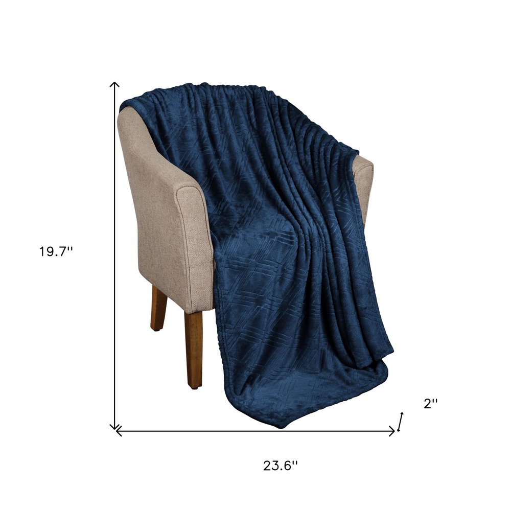 King Navy Blue Flannel Geometric Plush Blanket