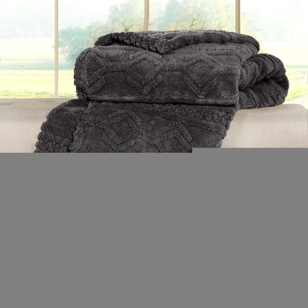 King Charcoal Fleece Knitted Plush Blanket