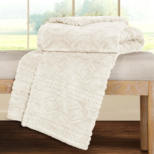 King Ivory Fleece Knitted Plush Blanket