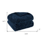 King Navy Blue Fleece Knitted Plush Blanket