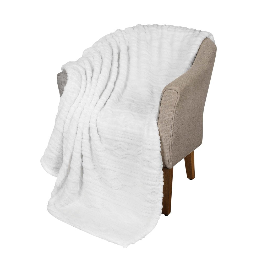 King White Fleece Knitted Plush Blanket