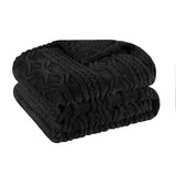 Twin Black Fleece Geometric Plush Blanket