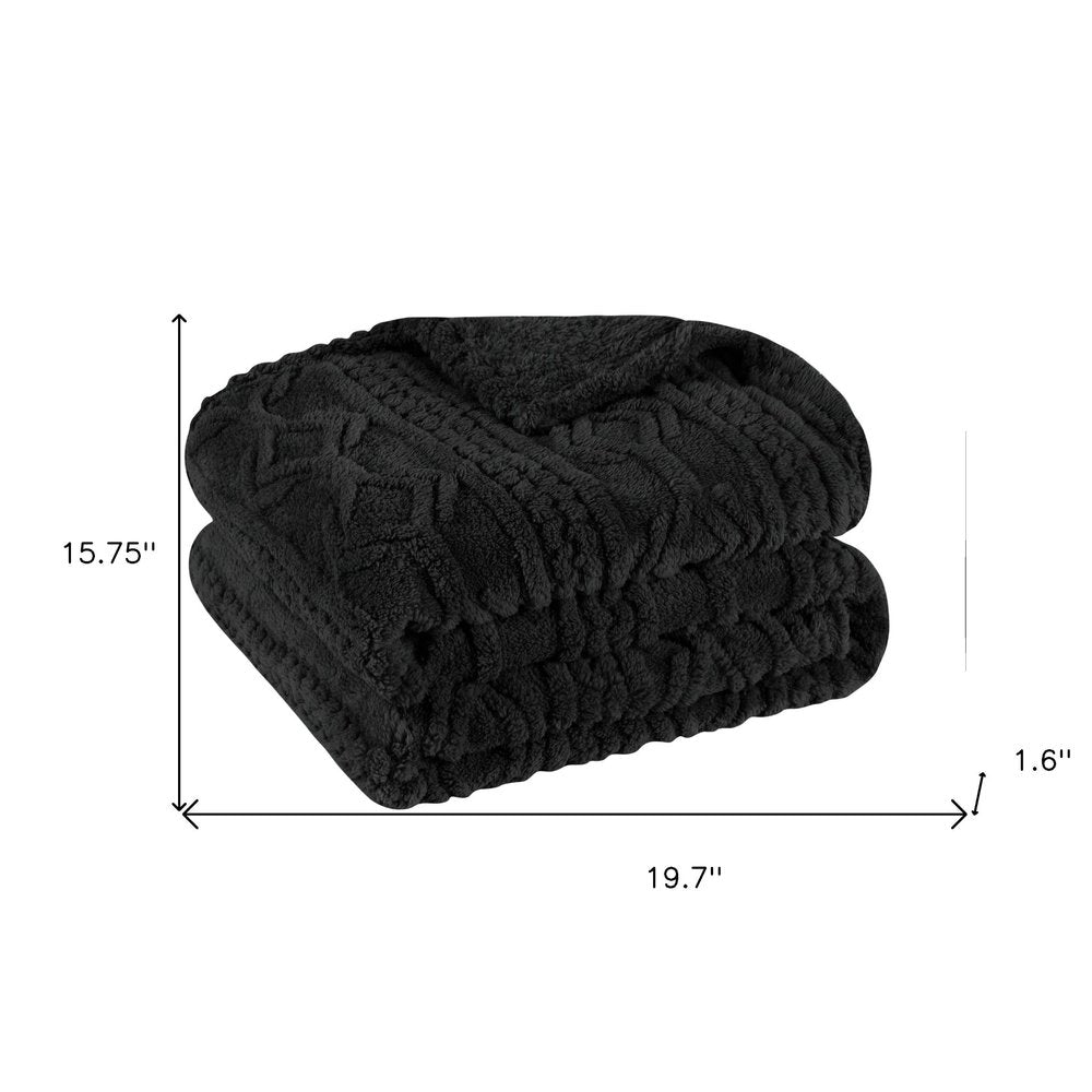 Twin Black Fleece Geometric Plush Blanket