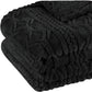 Twin Black Geometric Fleece Woven Plush Blanket