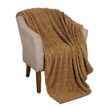 Twin Camel Geometric Fleece Woven Plush Blanket