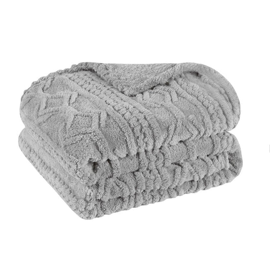 Twin Platinum Fleece Geometric Plush Blanket