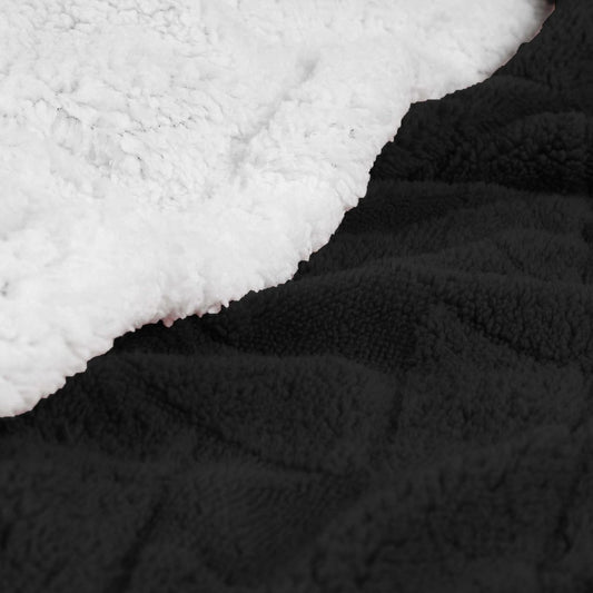 Queen Black Fleece Knitted Plush Blanket