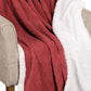 Queen Red And Orange Geometric Fleece Woven Plush Blanket