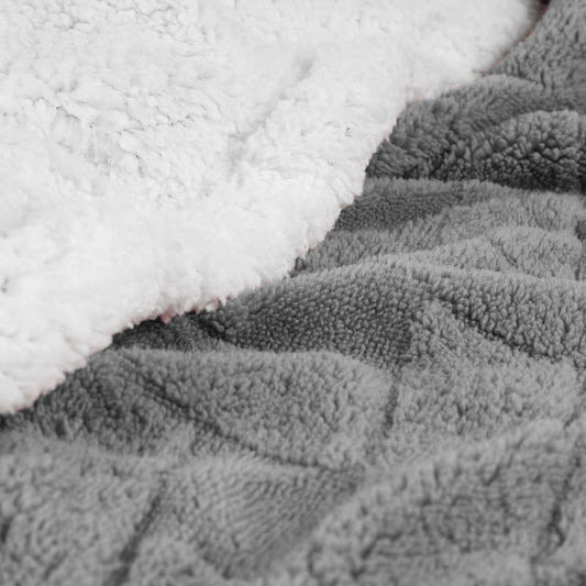 Queen Platinum Fleece Geometric Plush Blanket