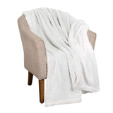 Queen White Fleece Knitted Plush Blanket
