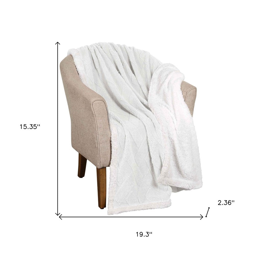 Queen White Fleece Knitted Plush Blanket