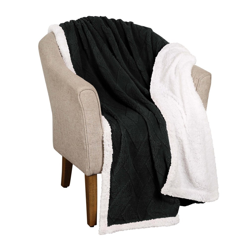 King Black Fleece Knitted Plush Blanket