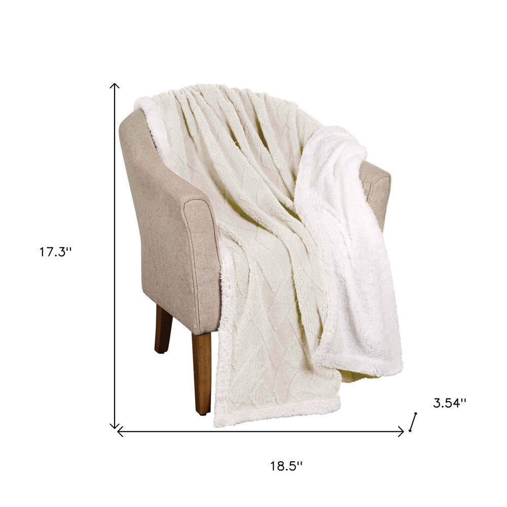 King Ivory Geometric Fleece Woven Plush Blanket