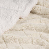 King Ivory Geometric Fleece Woven Plush Blanket