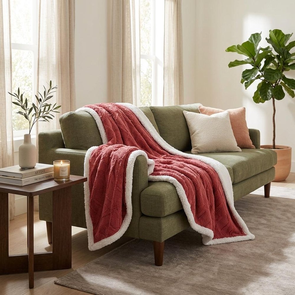 King Red And Orange Fleece Knitted Plush Blanket