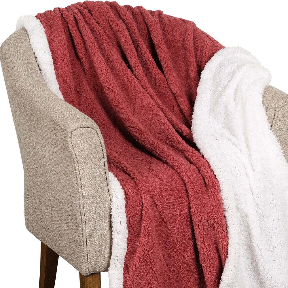 King Red And Orange Fleece Knitted Plush Blanket