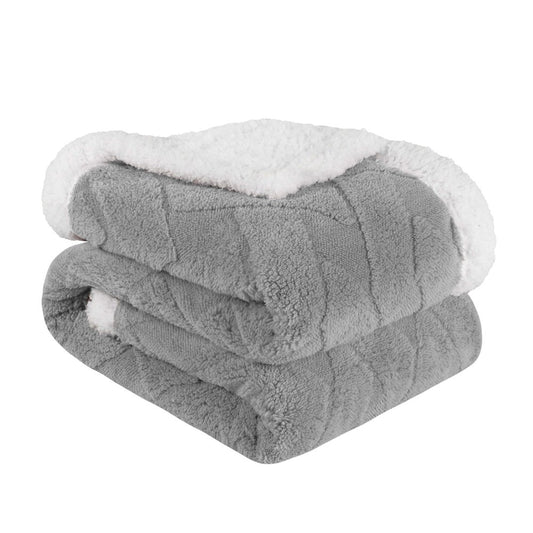 King Platinum Geometric Fleece Woven Plush Blanket