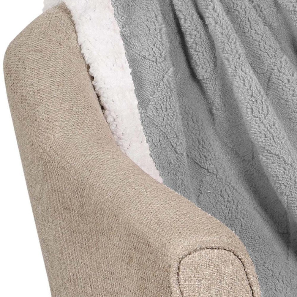 King Platinum Geometric Fleece Woven Plush Blanket