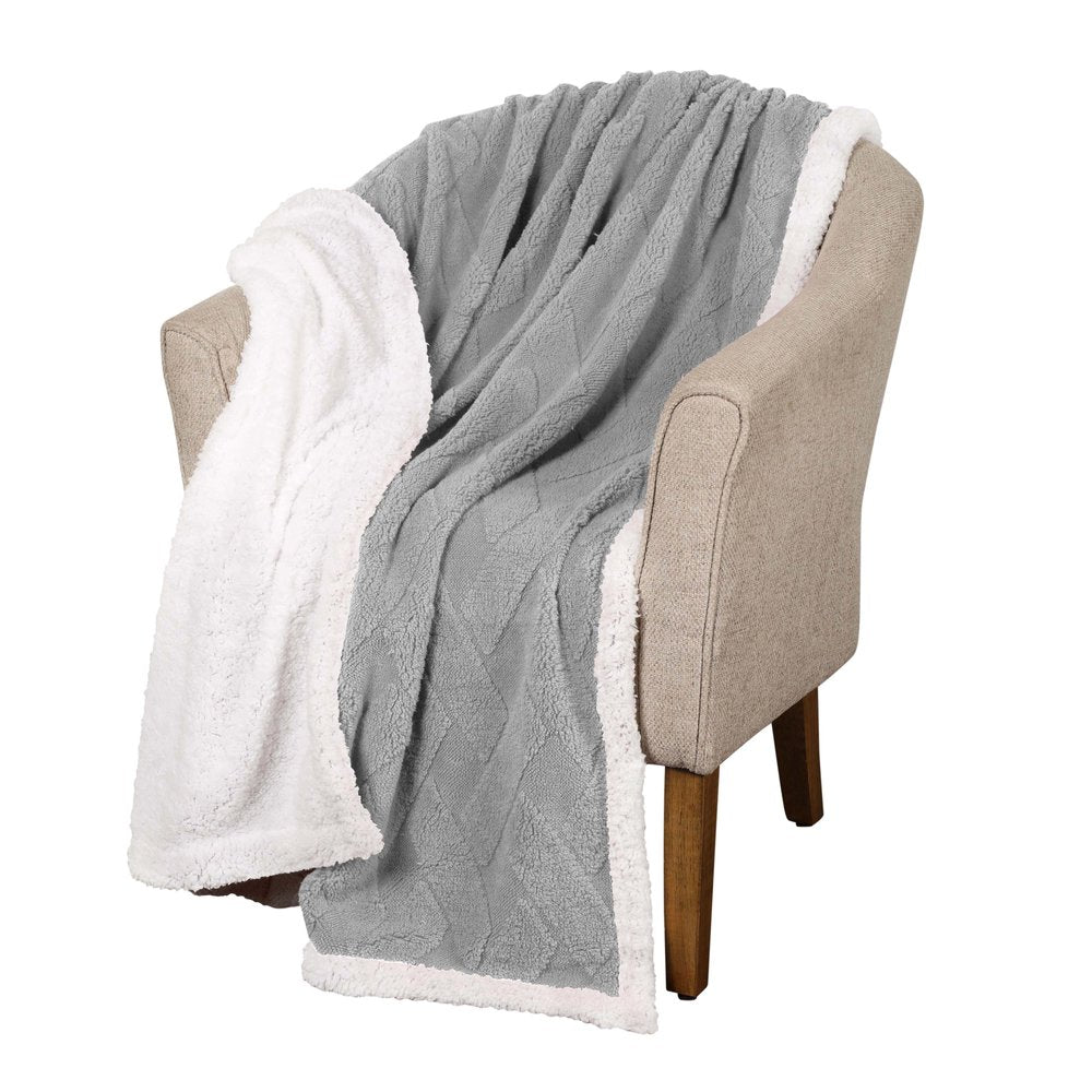 King Platinum Geometric Fleece Woven Plush Blanket
