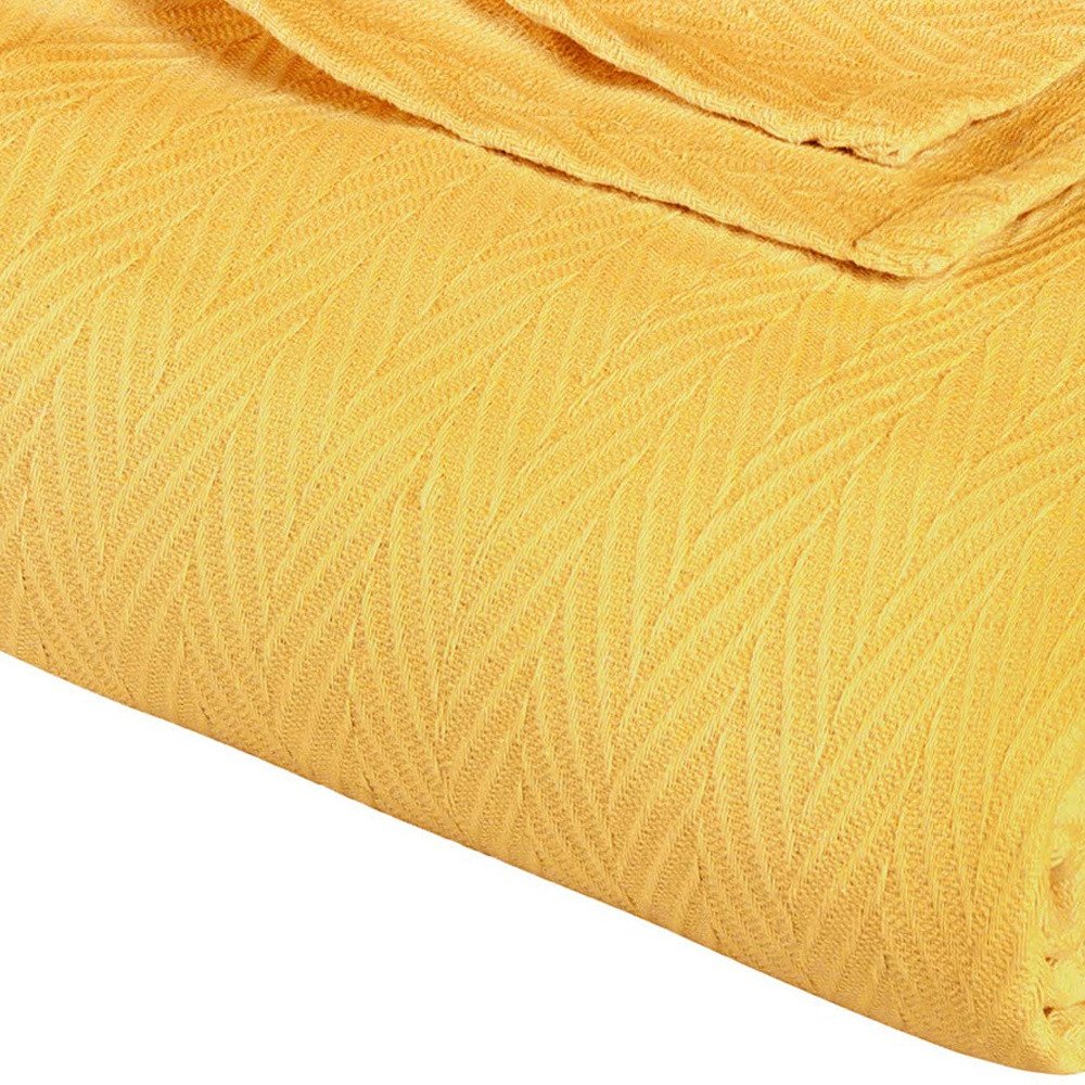 California King Gold Cotton Woven Chevron Blanket