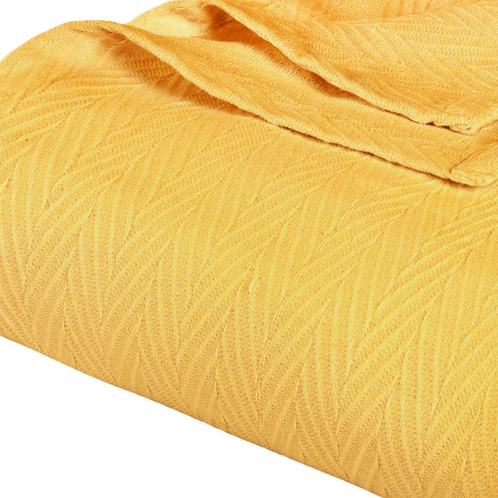California King Gold Cotton Woven Chevron Blanket