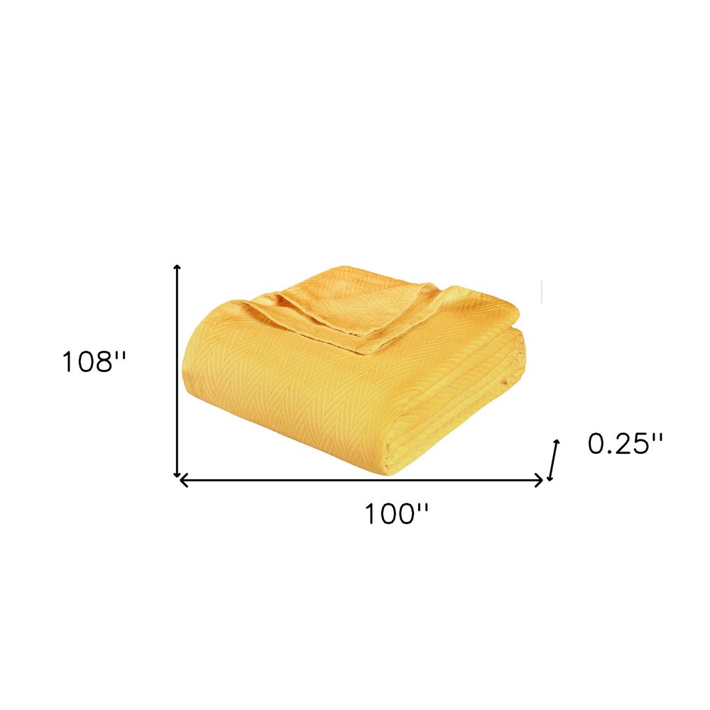 California King Gold Cotton Woven Chevron Blanket