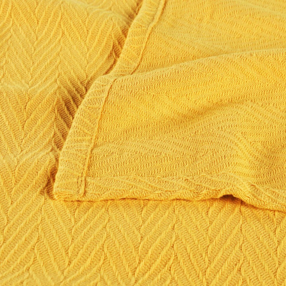 California King Gold Cotton Woven Chevron Blanket