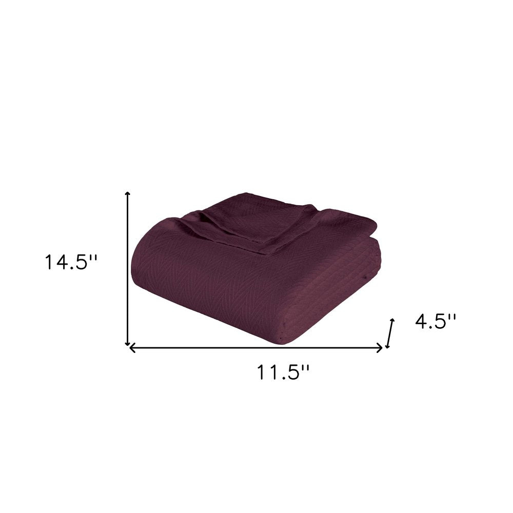 California King Plum Chevron Cotton Woven Blanket