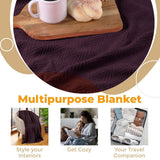 California King Plum Chevron Cotton Woven Blanket